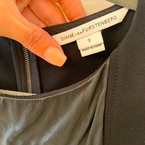 Diane Furstenburg Black dress/leather detailing